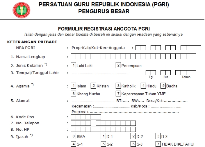 Pendaftaran PGRI Kota Depok - Persatuan Guru Republik Indonesia Cabang Kota Depok